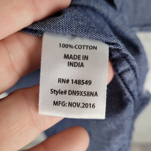 PAPER DENIM & CLOTH | leaf foliage print cotton button up short sleeve shirt - Picture 6 of 7